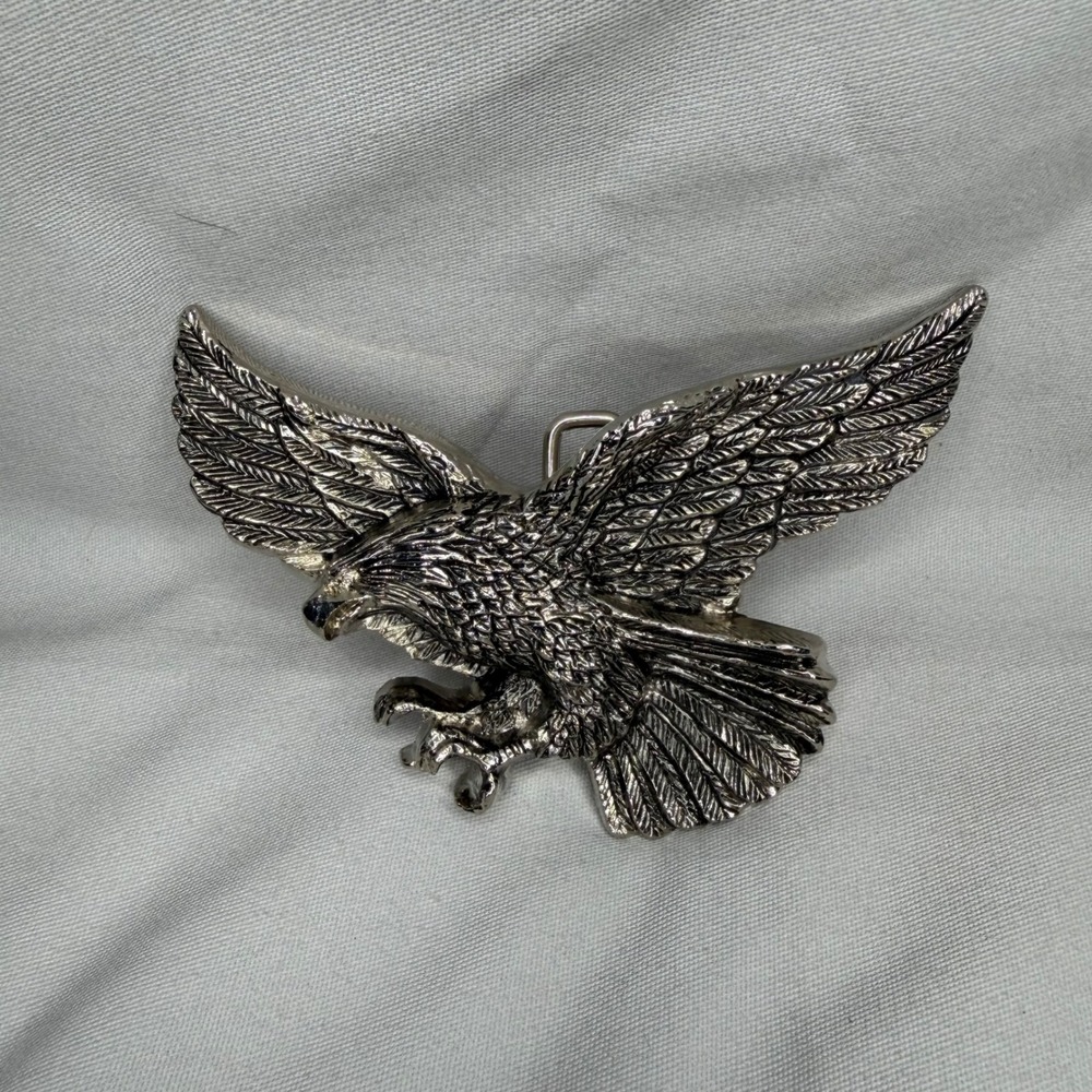 Rock Rebel Soaring Eagle Belt Buckle Silver Tone Metal Biker Americana Western